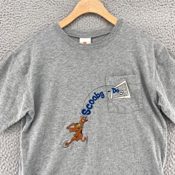 Six Flags Shirt Womens Extra Large Gray Scooby Doo Soccer Short Sleeve Pocket - Picture 2 of 11
